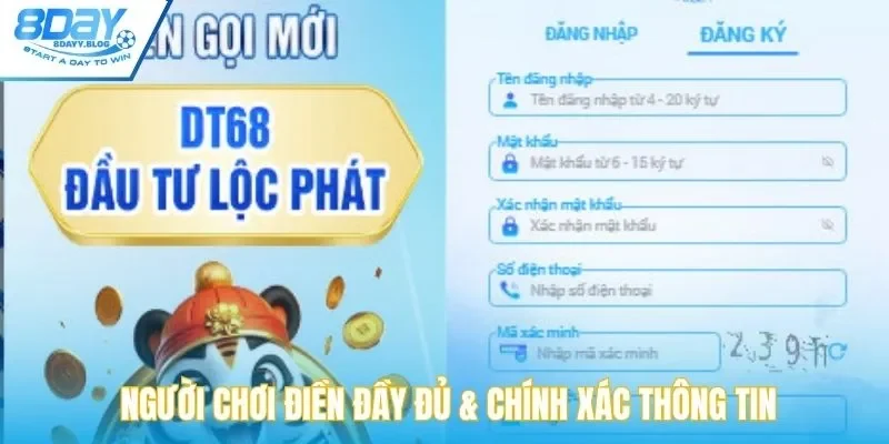 Người chơi điền đầy đủ & chính xác thông tin