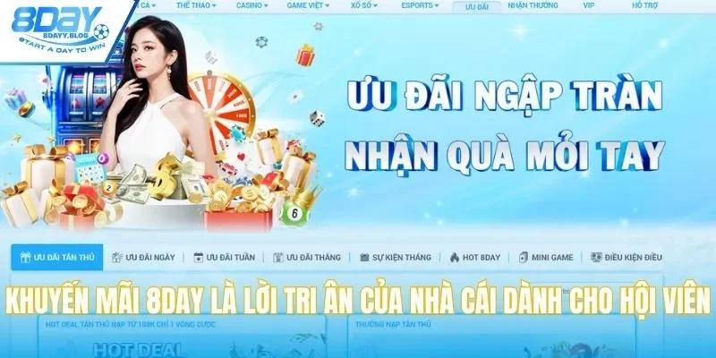 Khuyến Mãi 8DAY là lời tri ân của nhà cái dành cho hội viên